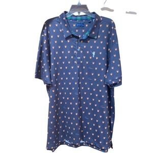 William Murray Golf Mens Polo Shirt X-LG Drinks‎ Print Gray Green Tartan Collar